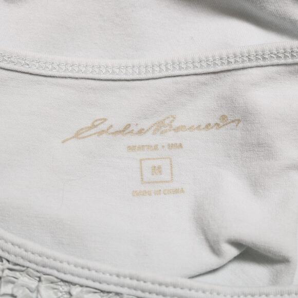 Eddie Bauer Ruffle Front Tank Top Light Blue Cotton Summer Cami Shirt Size M - Picture 6 of 8